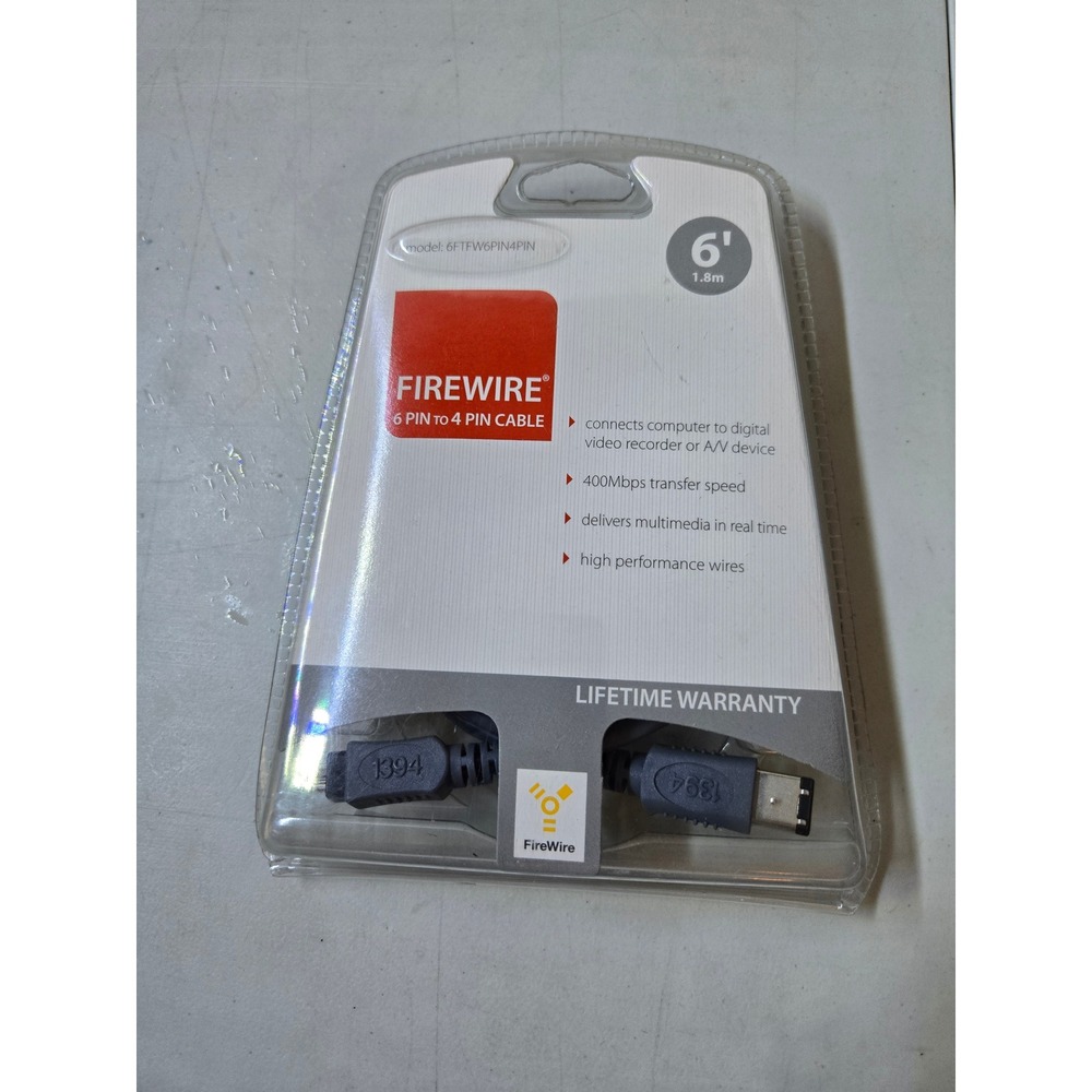 Cyber Power FireWire 6 Pin to 4 Pin Cable 6ft 1.8m 400Mbps for Video Recorder AV